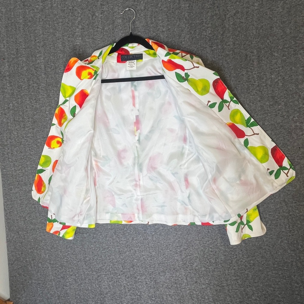 Harve Benard Pear Print Blazer Womens 12 Fruitcore Kitschy Pop Art Eclectic - Picture 10 of 15